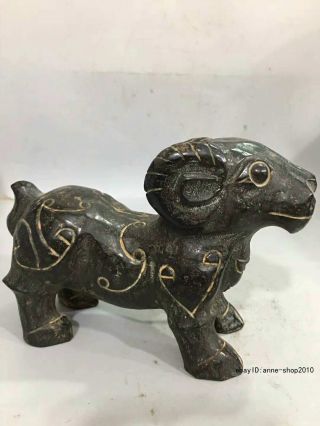 14cm Rare Old Chinese Meteorite iron Carved Animal Beast Statue Sculpture GGZ 3