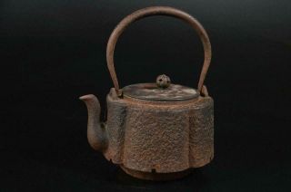 U7488: Japanese Old Iron Shapely Tea Kettle Teapot Tetsubin,  Ryubundo Made