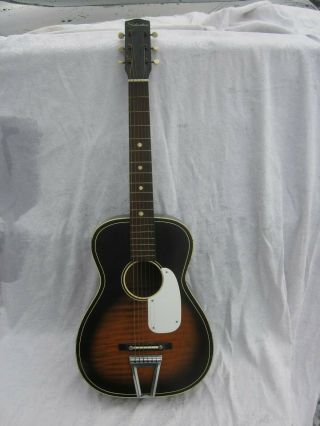 Vintage Silvertone Model 319 Parlor Acoustic Guitar 6 String Sunburst Finish