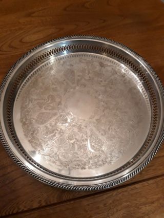 Vintage F.  B.  Rogers Silver Co Silver Plate Round Serving Tray 1883 13inch