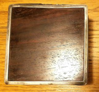 ANTIQUE CHINESE EXPORT SILVER CIGARETTE CASE BOX WOOD INLAID 2