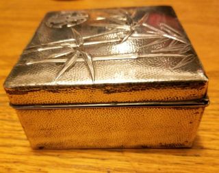 ANTIQUE CHINESE EXPORT SILVER CIGARETTE CASE BOX WOOD INLAID 3