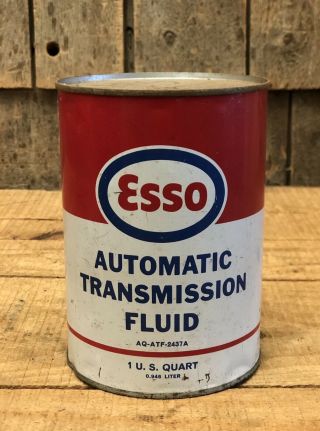 Vintage Esso Automatic Transmission Fluid Humble Oil Quart Tin Can Gas Station