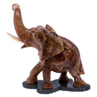 Unique Hand Carved Red Marble Stone Elephant Figurine Carving 5.  75 " High