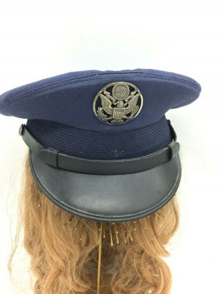 Vintage Wwii Military Usa Air Force Navy Blue Officer Visor Cap Hat 7 Bancroft