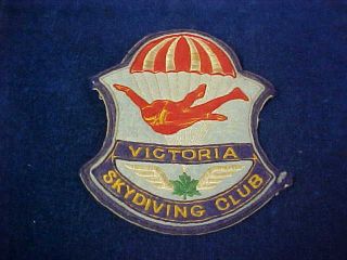 Orig Vintage Cloth Patch Victoria Skydiving Club " Parachute "