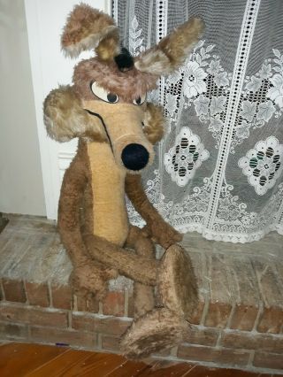Vintage Wile E Coyote 36 In Large Plush Warner 1971 Mighty Star Looney Tunes