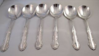 A Vintage Set Of 6 Silver Plated Soup Spoons By Oneida - Dover Pattern