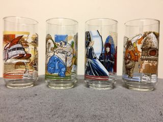 Complete Set Of 4 Vintage 1983 Burger King Glasses Star Wars Return Of The Jedi