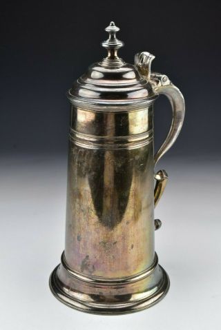 English Sheffield Silver Plate On Copper Covered Tankard 19th Century