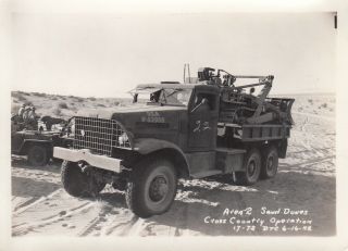 Wwii Photo Us Army Bull Dozer On Truck Desert Sand 1942 Camp Seeley 26