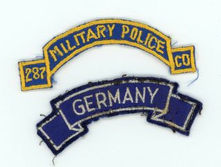 Post Ww2 Wwii Us Army Europe 287th Military Police Company And Germany Tab