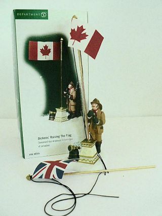 Dept 56 Dickens Village Raising The Flag Canada British Union Jack 58555