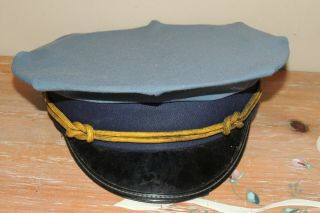 L@@k Vintage Military Usa Police Marines Navy Blue Officer Visor Cap Hat 7 1/8
