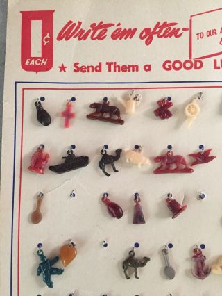 Vtg 1943 WWII Dime Store Card of GOOD LUCK CHARMS to be Mailed to Soldier - 1 Cent 3