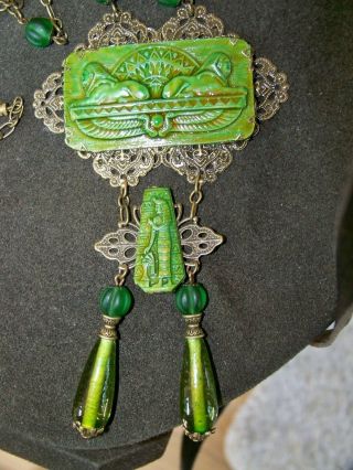 VINTAGE CZECH ART DECO EGYPTIAN REVIVAL ISIS SCARAB BEETLE MAX NEIGER NECKLACE 2