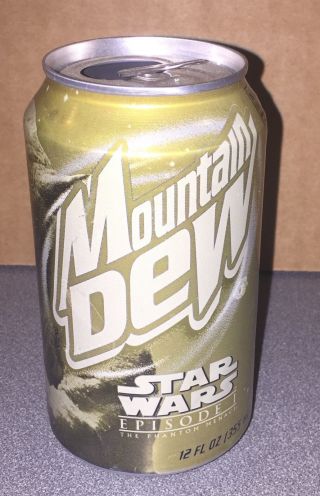 Star Wars Episode 1 GOLD YODA Mountain Dew Can Very Hard to Find 2