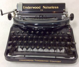 Vintage Underwood Elliot Fisher Noiseless 77 Typewriter Black