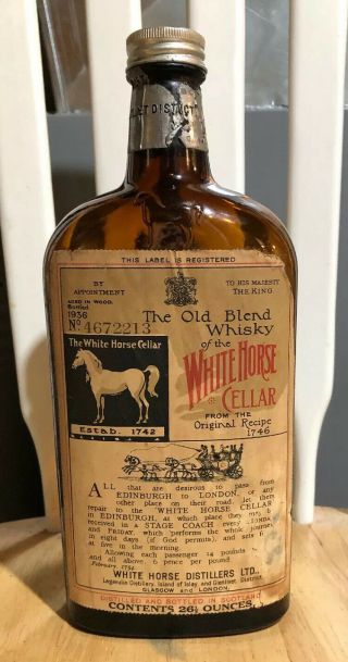 1936 Recipe White Horse Cellar Whisky Whiskey Bottle Paper Label Empty