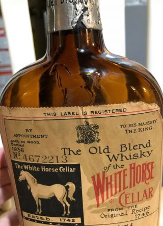 1936 Recipe White Horse Cellar Whisky Whiskey Bottle Paper Label Empty 2