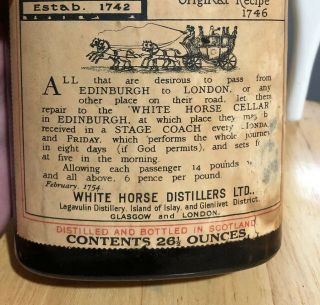 1936 Recipe White Horse Cellar Whisky Whiskey Bottle Paper Label Empty 3