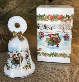 Avon Christmas Bell Porcelain Dated 1986 Holiday Decor Vintage