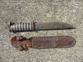 Unmarked Fighting Knife With 7 & 1/2 Inch Blade