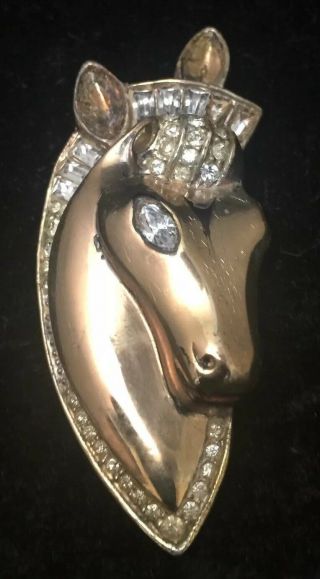 Vtg Coro Craft Sterling Horse Cowboy Silver Pin Clip,  Brooch Signed