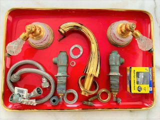 Phylrich Vintage Louis Versailles Cut Crystal Sink Handle Gold/brass Parts