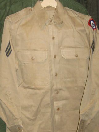 Us Wwii Army 5th Army Khaki Ls Enlisted Shirt - 15 X 32,  Cpl