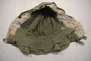 WW2 Korea Era US Military Parka Hood Wolf Muskrat Fur (2515) 3