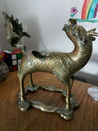 Bronze chinese mythical Qilin censor 18th century Qing dynasty 3