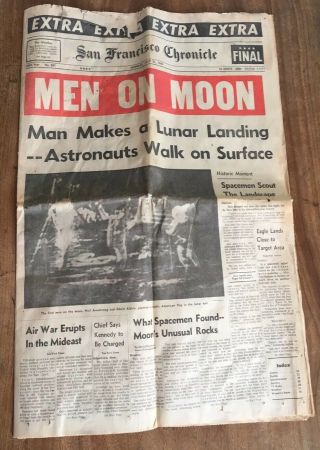 1969 Men On Moon San Francisco Chronicle Newspaper July 21 Nixon Senator Kennedy