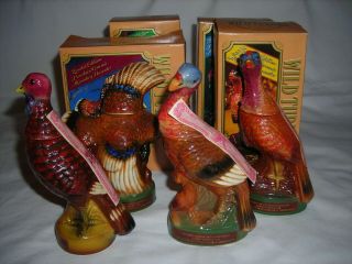 Limited Edition 1 - 4 Wild Turkey Whiskey Miniature Porcelain Decanters/bottles