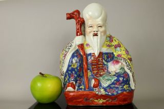 A Chinese Famille Rose Porcelain Figure Of Seated Shouxing 20thc Republic