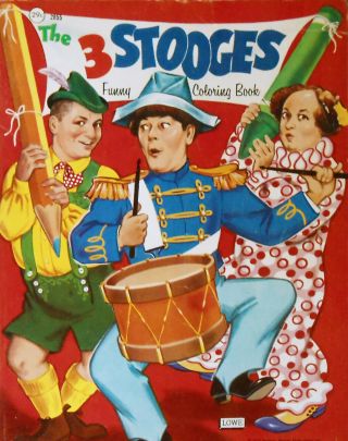 The 3 Three Stooges Vintage Cartoon Coloring Book 1960 Lowe Publishing Uncolored