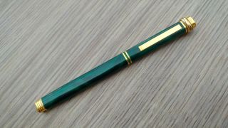 Rare Authentic Cartier Vendome Trinity Green Malachite Lacquer Ballpoint Pen