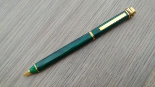 Rare Authentic Cartier Vendome Trinity Green Malachite Lacquer Ballpoint Pen 2