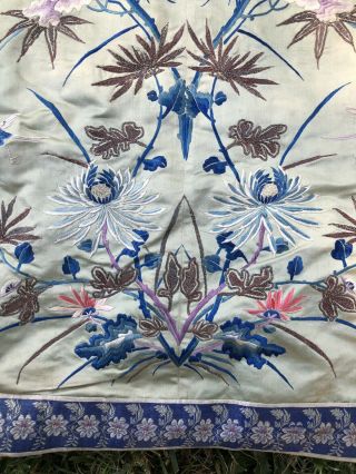 Antique Chinese Silk Embroidered Embroidery Bird Flowers Tapestry Art 24” X 17” 2
