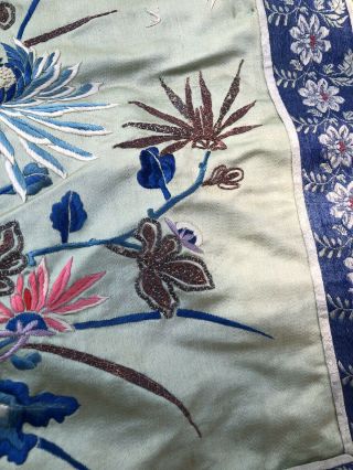 Antique Chinese Silk Embroidered Embroidery Bird Flowers Tapestry Art 24” X 17” 3