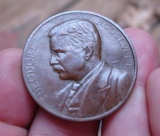 Old 1905 Teddy Roosevelt Big Campaign Medal Coin Political Token Lady Liberty Wh