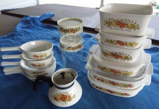 Vintage - Corningware/pyrex Spice Of Life 24 Piece Set Casserole Skillet Dishes
