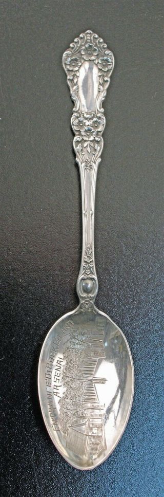 Sterling Rock Island Arsenal Hand Engraved Souvenir Spoon