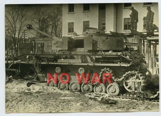 Wwii War Photo German Knocked Panzer / Tank T Iv 1944