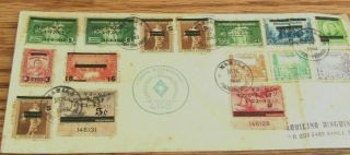1943 Ww2 Japanese Military Police Censored Envelope Manila Philippines 15 Stamps