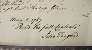 Vintage Early American Colonies 1767 Invoice 2 Gowns John Toogood Mrs Isaac
