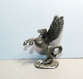 Winged Horse,  Pegasus With 2 Crystals,  Fine Pewter By Ridolfi Yahre,  1023,  1991