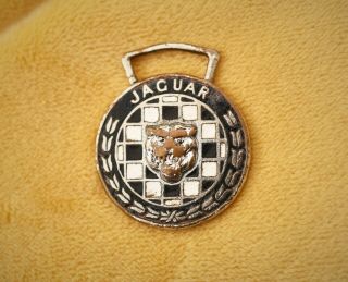Vintage Jaguar Motor Car Key Fob For Keying Growler Checkered Badge Made By Cud