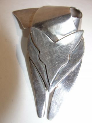 Vintage Modernist Los Ballesteros Taxco Mexico Sterling Silver Large Fox Brooch
