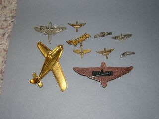 9 WW2 ARMY AIR FORCE SWEETHEART PINS AIRPLANES,  WINGS,  STERLING 2